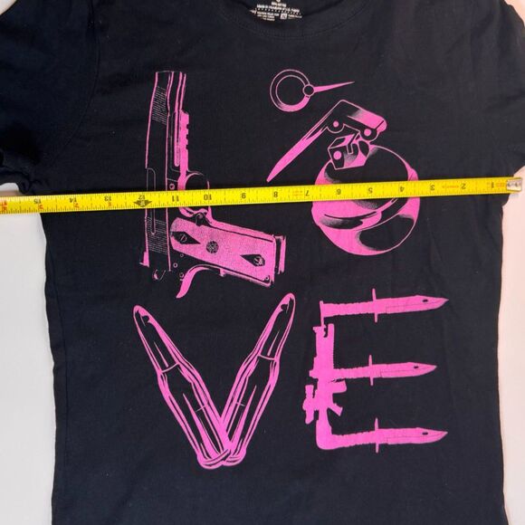 Ranger Up Love is All You Need Graphic T-shirt, Women's Small, Black, Pink - Picture 4 of 5